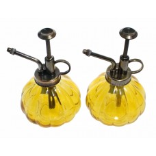 Industrial Aesthetic Classic Vintage Pumpkin Bottle Glass Plant Mister Watering Pot w/ Top Pump for Indoor/Outdoor Terrariums Flowers 230ml Each - Yellow   